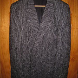 Sport Coat Men's Size 42L Herringbone Salt & Pepper Wool-Silk-Poly Dayton-Hudson